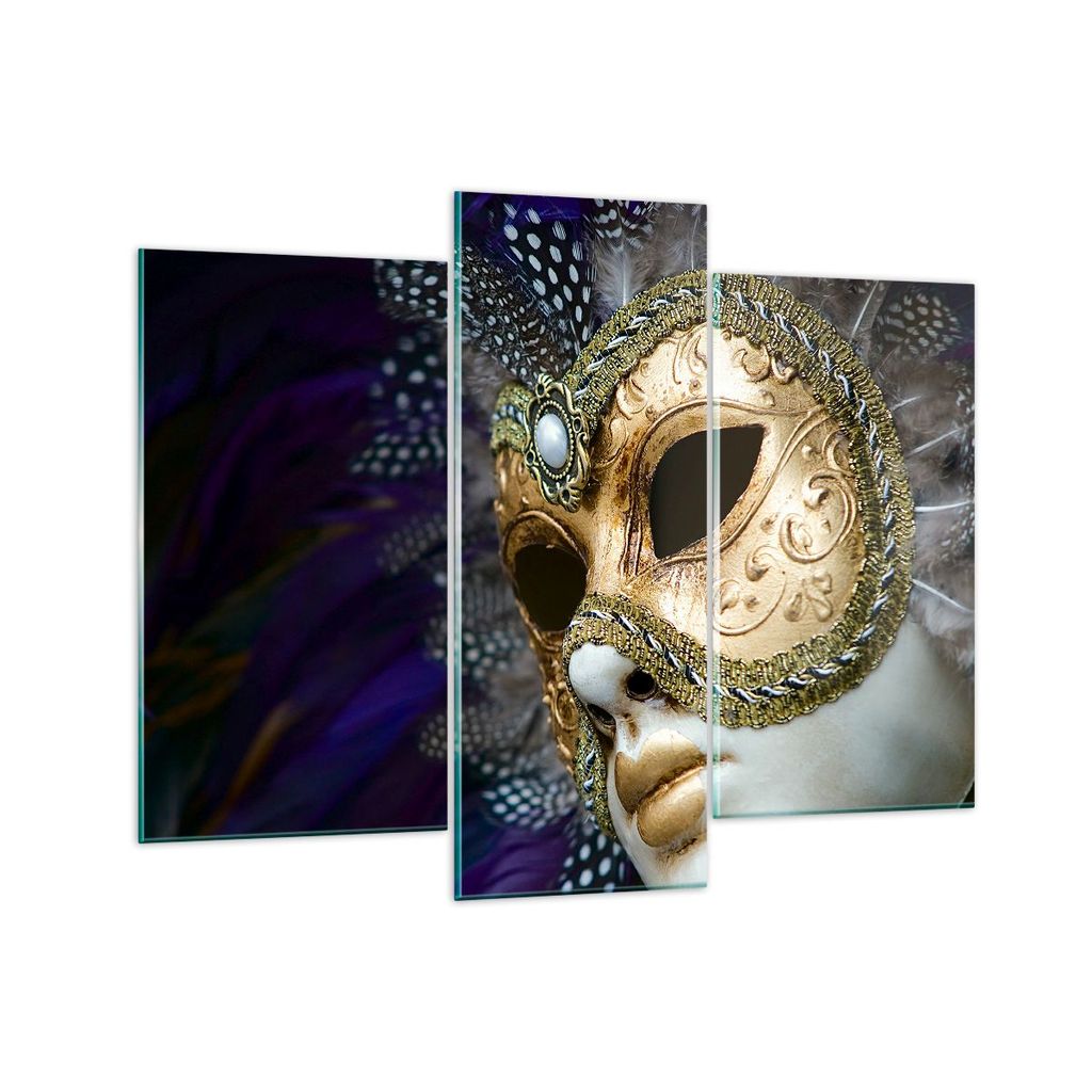 Bilder auf glas - Maske Gesicht Mysterium - 130x100cm - Glasbilder - Wandbilder - Kunstdruck - zum Aufhängen bereit - Wanddekoration aus Glas - Gl...