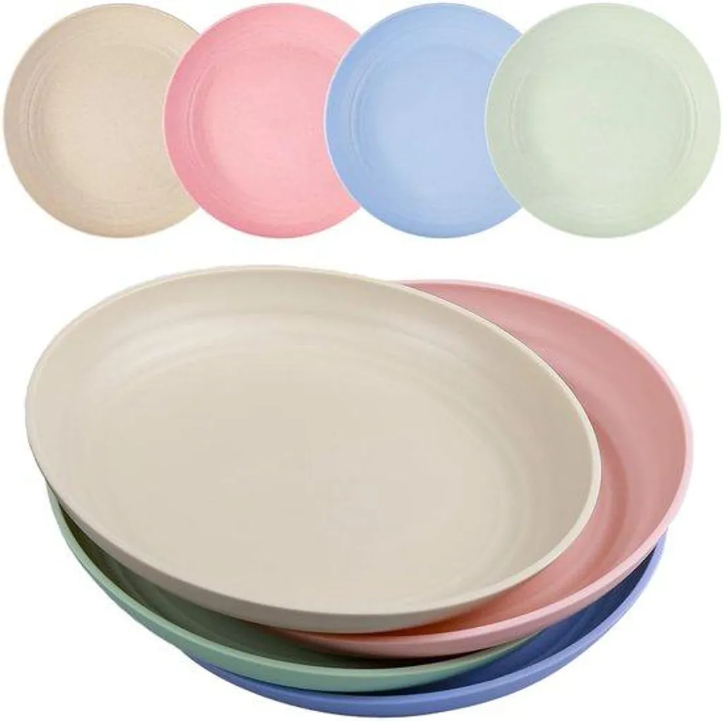 Lot de 4 assiettes réutilisables 20 cm en plastique pour le camping