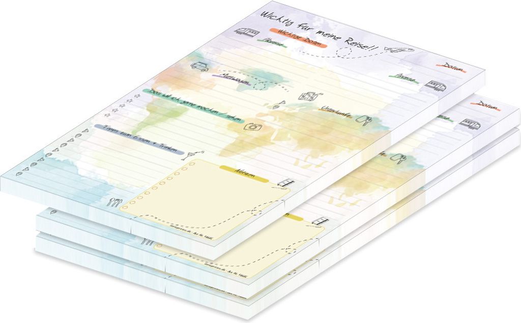 PRICARO Reise Planer "Welt", A4, 25 Blatt, 3 Stück