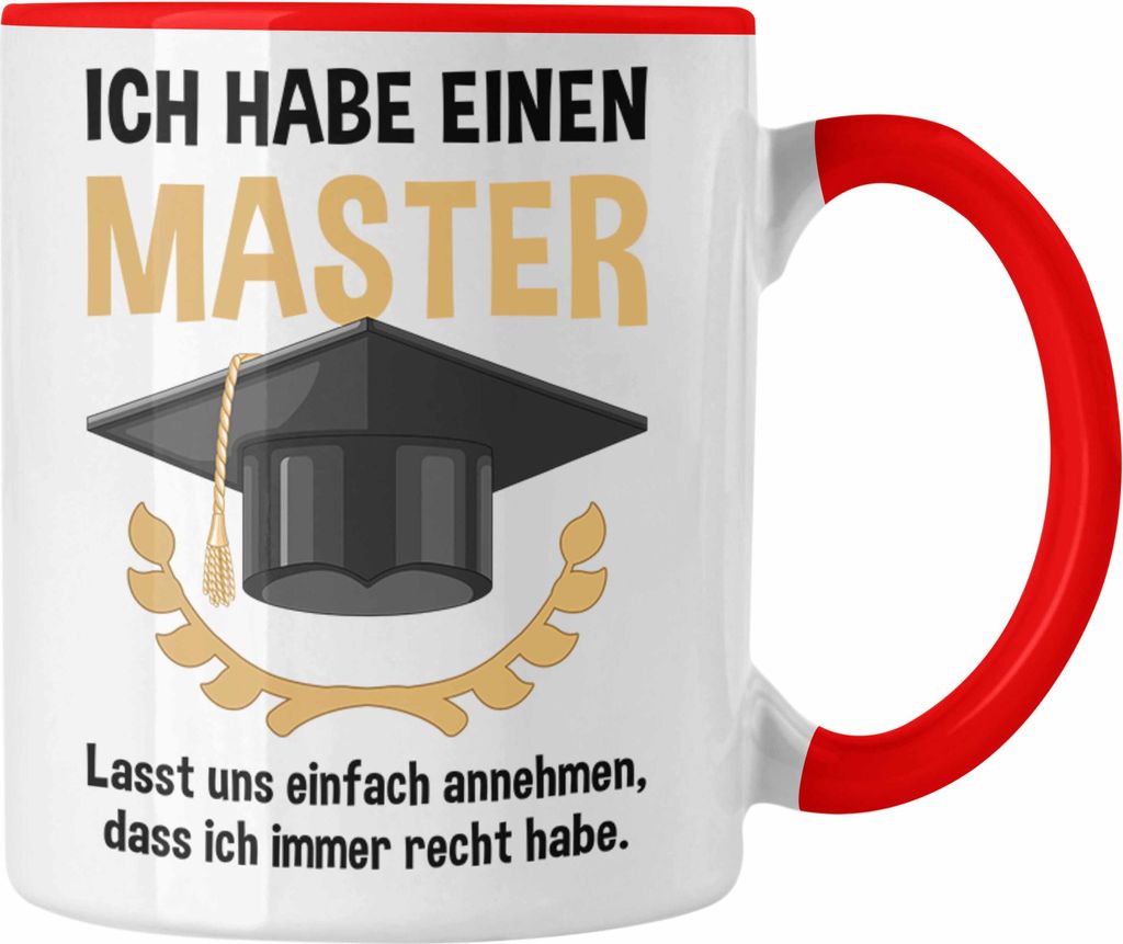 Trendation - Master Prüfung Tasse bestanden Geschenk Abschluss Masterarbeit Exam Prüfung Graduation (Rot)