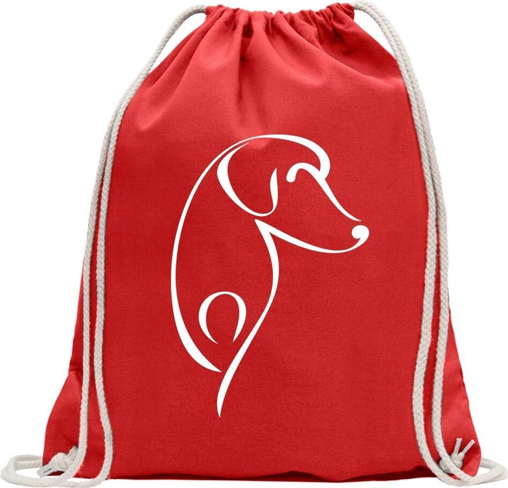 Kiwistar - Turnbeutel - rot - Hund Motiv2 - Fun Rucksack Sport Beutel Gymsack Baumwolle mit Ziehgurt