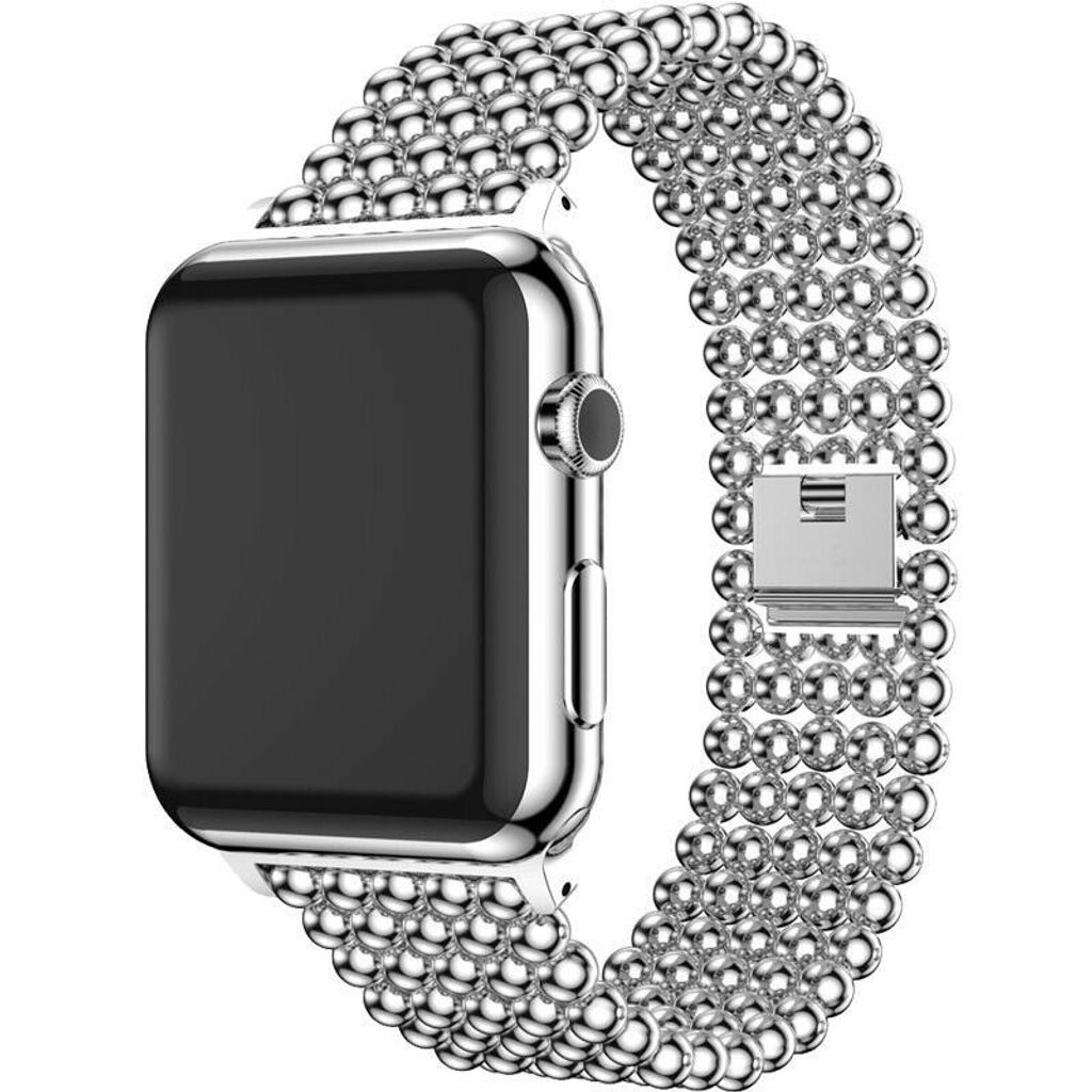 Strap-it Apple Watch Stahlperlenarmband (Silber) Produktbild 