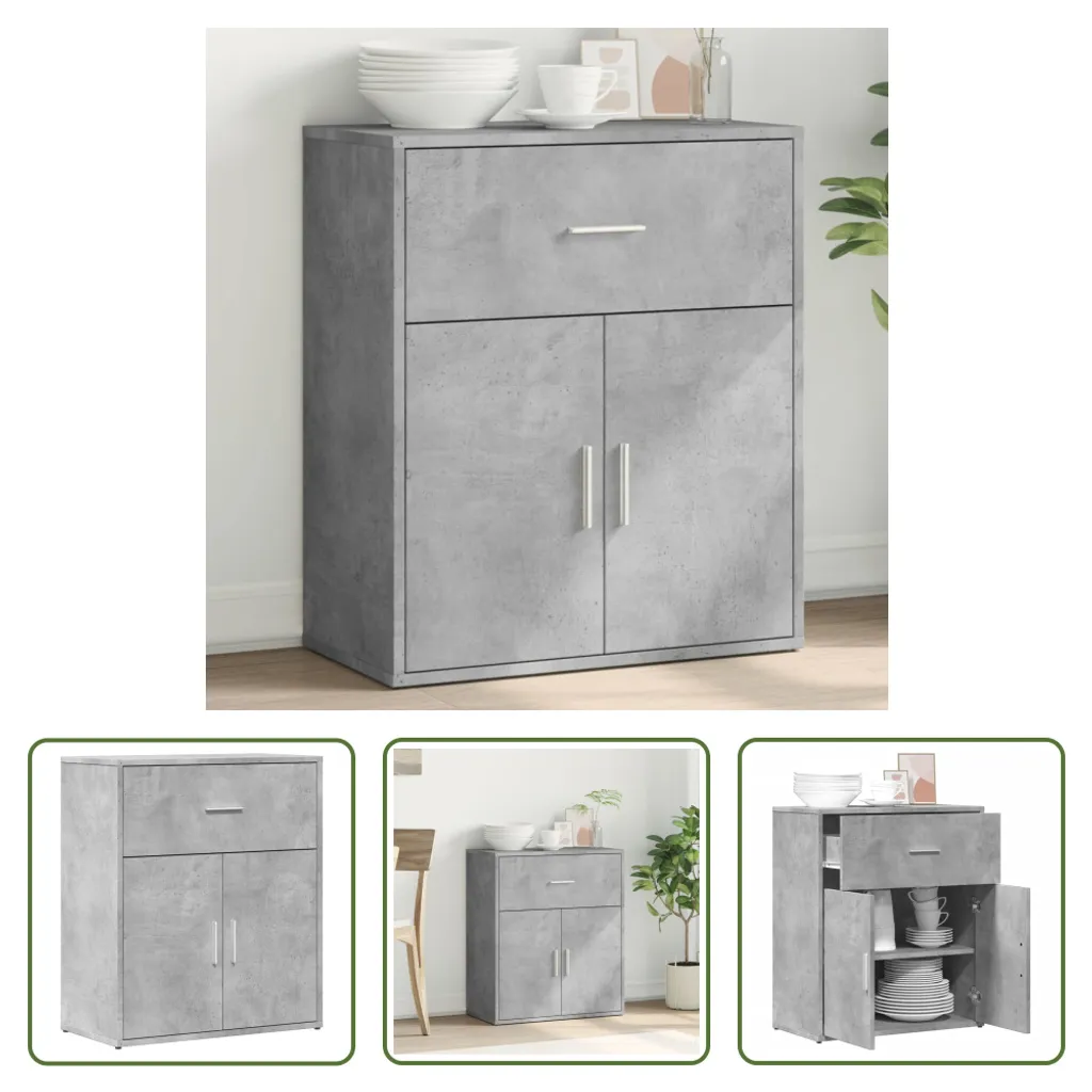 Credenza 60x31x70 cm in Legno Multistrato | Finitura Cemento Grigio