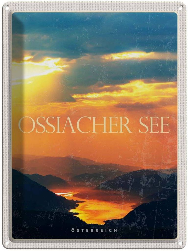 vianmo Blechschild 40x30 cm Ossiacher See Natur Sonnenuntergang Bildmotiv Reisemotiv Abenteuer Reisen Europa Urlaub