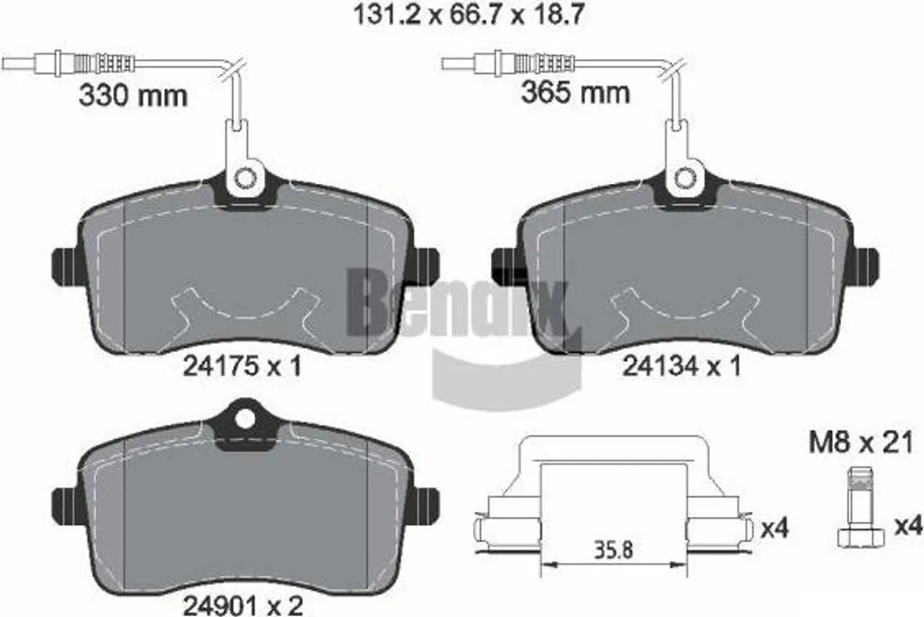 Plaquettes Bendix BPD1174 Haute Performance OE 1611456580 Freinage Fluide