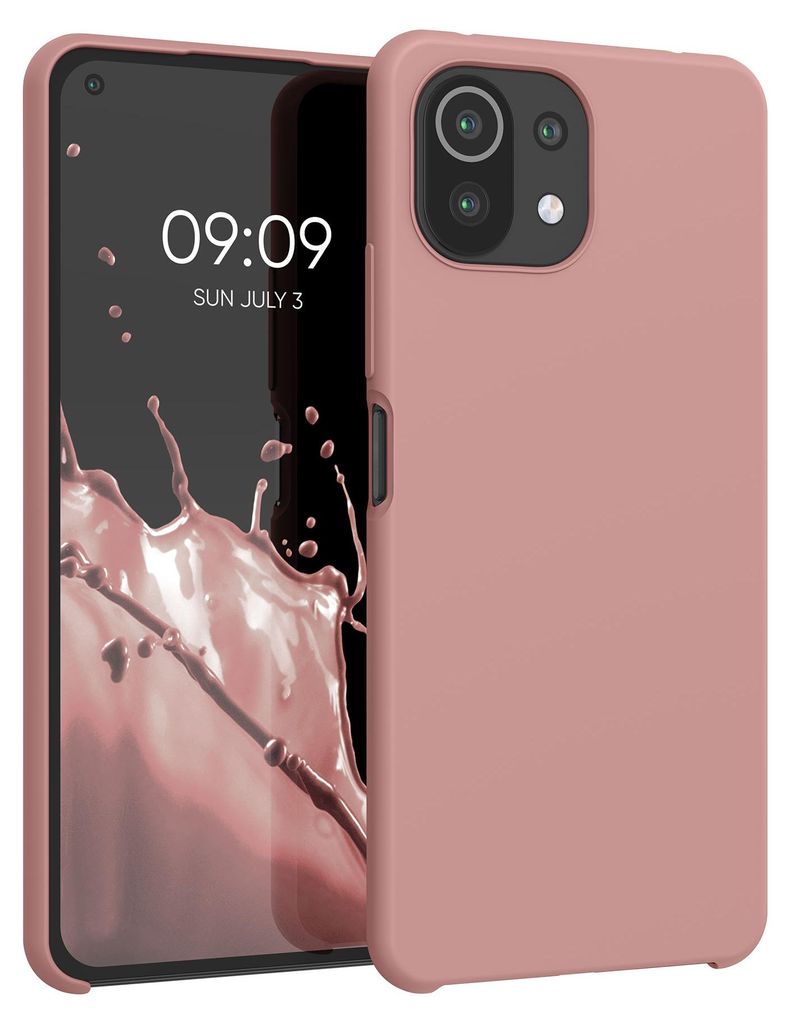 kwmobile Handyhülle für Xiaomi 11 Lite (5G) NE / Mi 11 Lite (5G) Hülle - Case Silikon - Kabelloses Laden - Schutzhülle Cover in Winter Rose