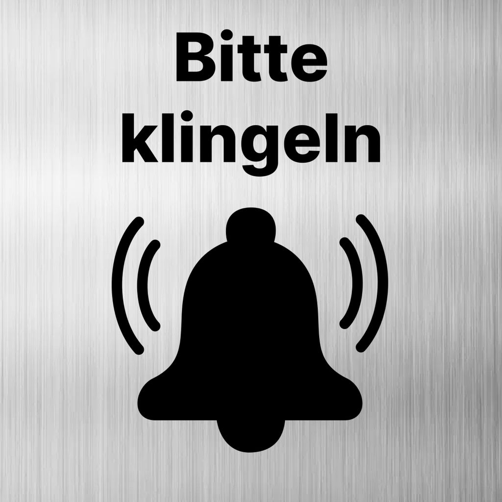 Bitte klingeln Schild Dibond/Alu 3 mm 12x12cm mit Klebepad Produktbild 