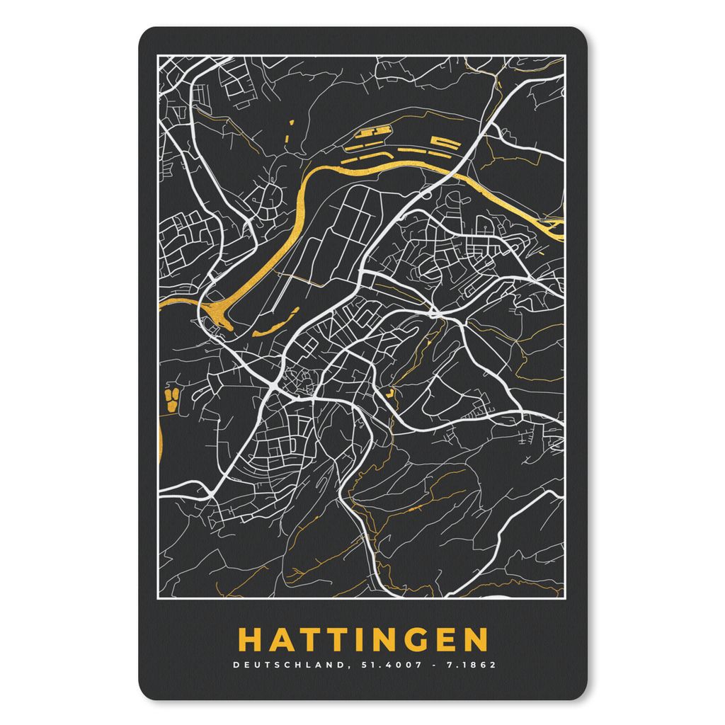 MuchoWow Mauspad Mousepad Karte - Stadtplan - Hattingen - Deutschland - Gold 40x60 cm - Mousepads - Maus Mat - Pad - Mausunterlage - Schreibtisch...