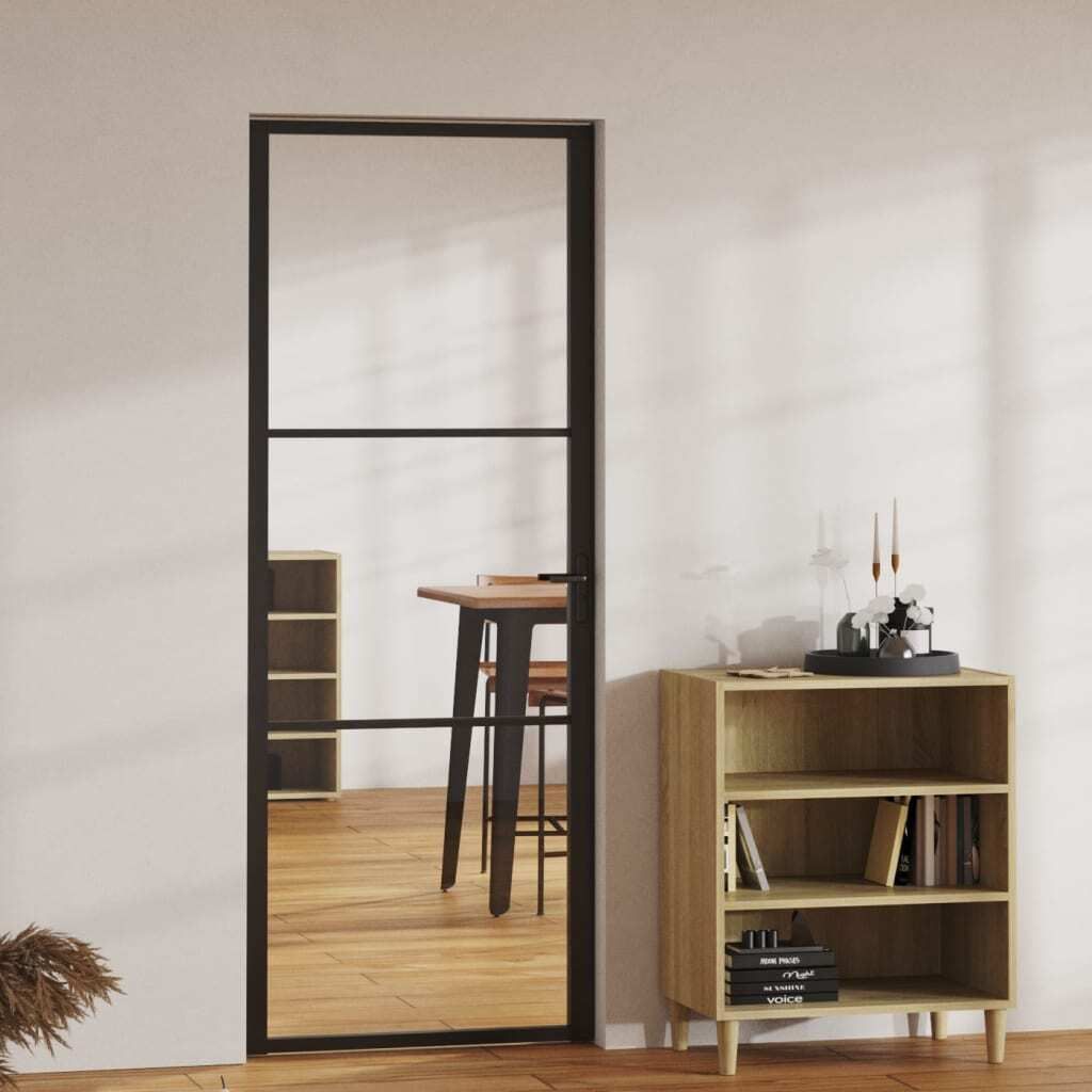 (Robust Möbel)Schiebetür - modernes Design - Innentür - für Flure und Wohnzimmer - ESG Glas und Aluminium 76x201,5cm Schwarz Promotion77347...