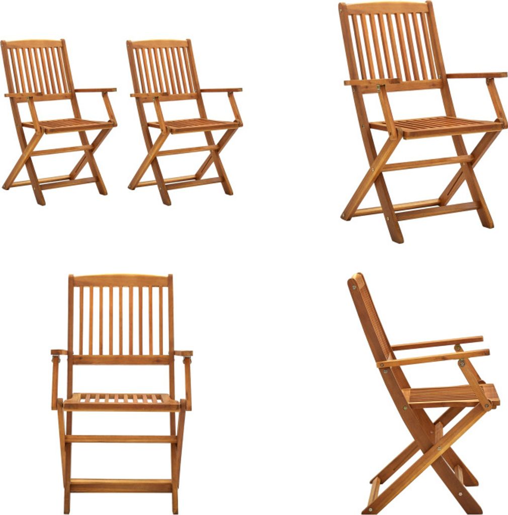 vidaXL Klappbare Gartenstühle 2 Stk. Massivholz Akazie - Gartenstuhl - Gartenstühle - Klappstuhl - Klappstühle