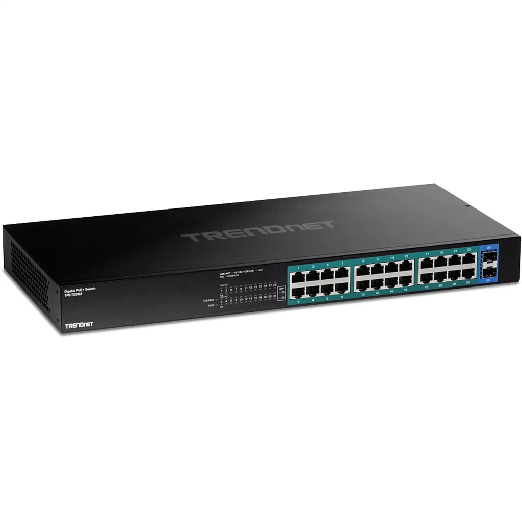 TRENDnet Switch 26-Port Gigabit PoE+ 380W TPE-TG262 pour Baie Rackable