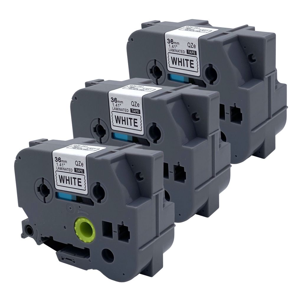 DULA Etikettenband - Kompatibel mit Brother P-Touch Tze-261 - 3 Stück - Schwarz auf weiß - 36mm x 8m