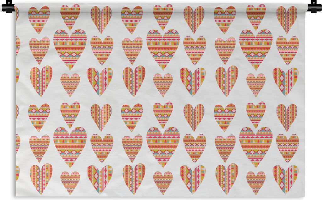 MuchoWow Wandteppich Wandbehang Herz - Südamerika - Muster 150x100 cm Tapisserie Dekoration Wandtuch - Waschbar - Tapisserien - Wand-Decke
