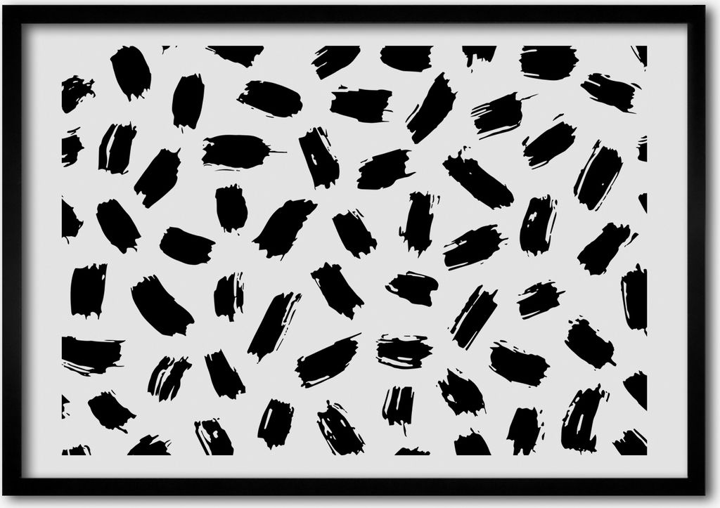 Bild - Bilderrahmen - 100 cm x 70 cm - MDF - Rahmen - Foto - Wandkunst Schwarz-Weiß-Fleck