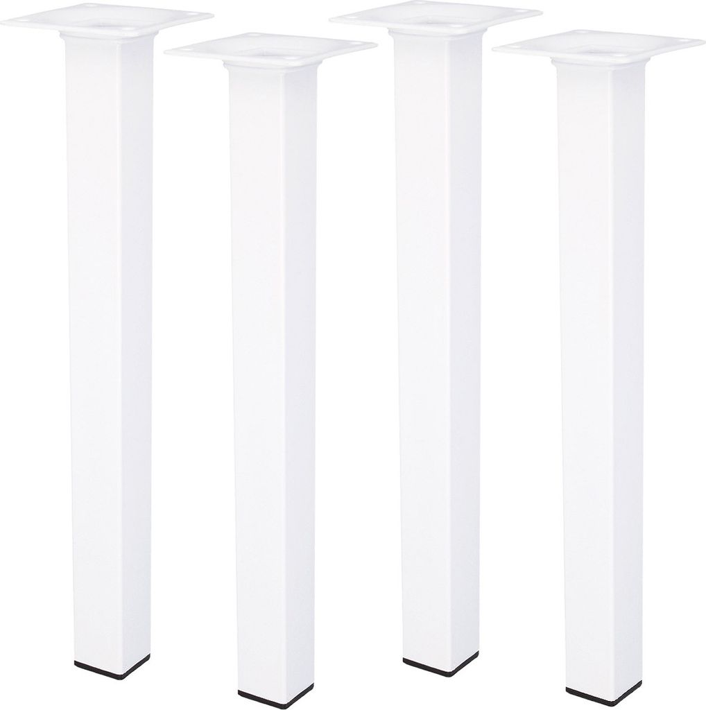 4er Set Möbelfüße Schrankfüße Weiss Eckig 25x25mm Sofafüße Möbelbeine Bettstützen Höhe 600mm