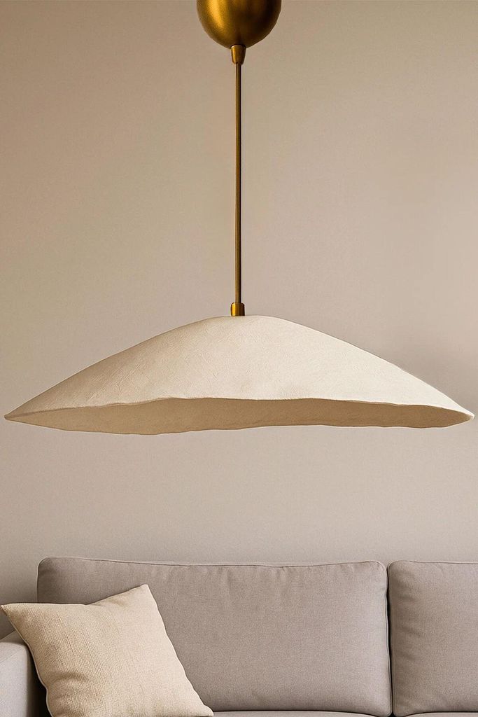 Opviq, Elegante Pendelleuchte aus Metall, Gold und Creme, Produktbild 