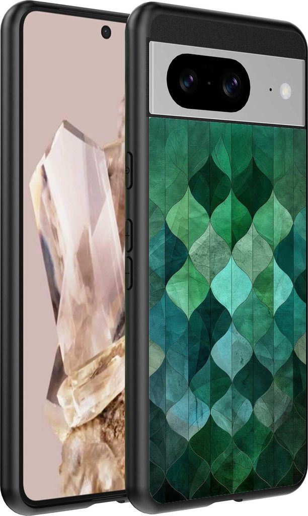 Fit für Google Pixel 8 Pro Telefon Fall mit grünen Blättern Impressum - TPU Backcover Fall grüne Blätter Design - Grün - Smartphonics