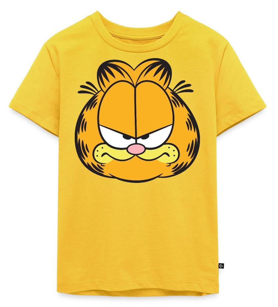 Spreadshirt Garfield Gesicht Kostüm Karneval Kinder Premium T-Shirt, 98/104 (2 Jahre), Sonnengelb