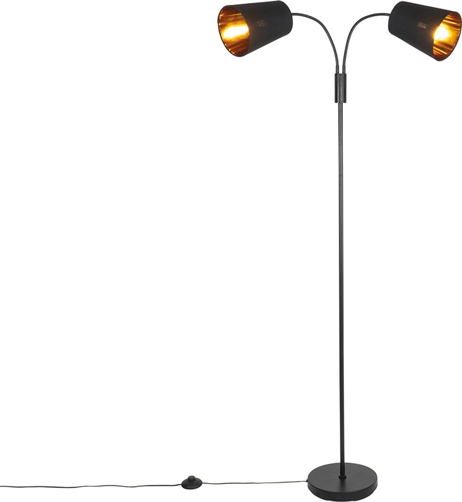QAZQA - Modern Smarte Stehleuchte I Stehlampe I Standleuchte I Lampe I Leuchte schwarz inkl. 2 WiFi P45 - Carmen Dimmer I Dimmbar I Wohnzimmer I Sc...