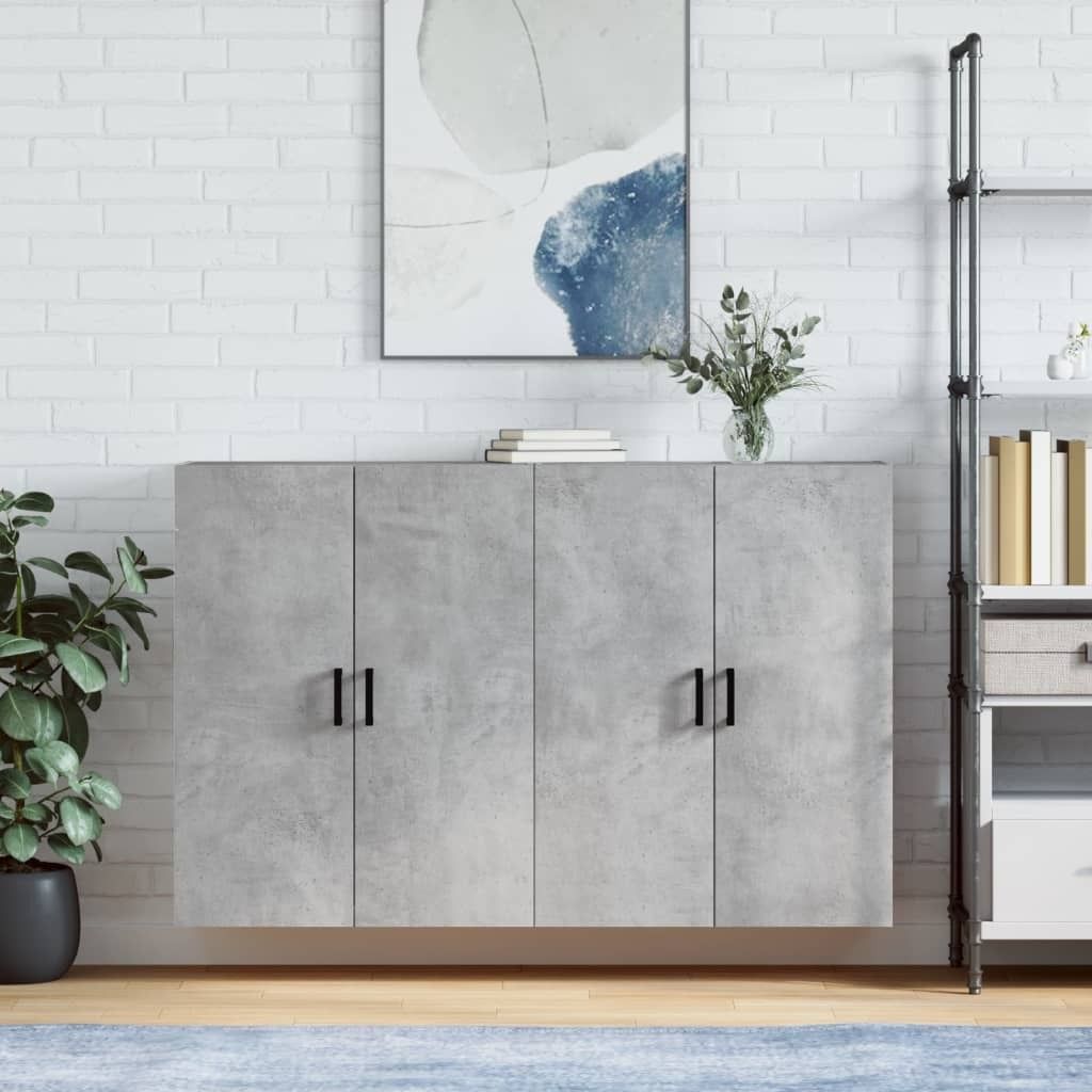 "Rabatt" Mehrzweckschrank/Vitrine/ Wandschränke 2 Stk. - Modernes Design - Betongrau 69,5x34x90 cm - Kommoden CC8367