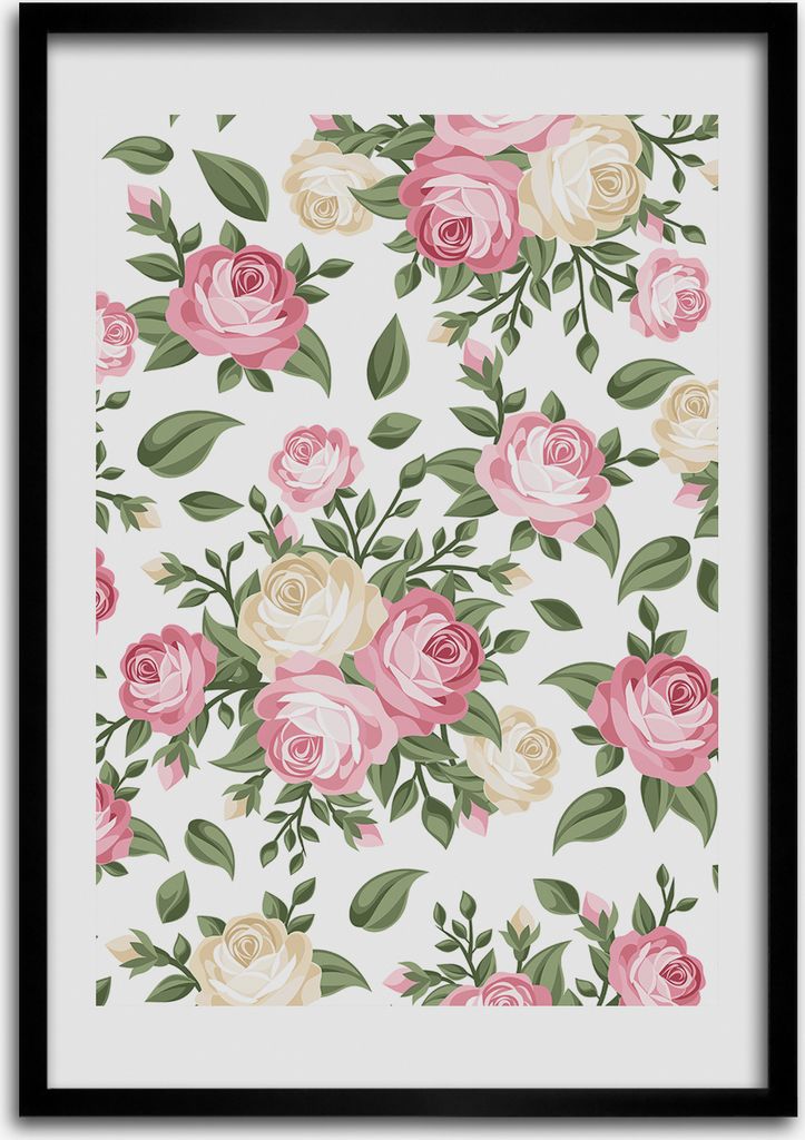 Bild - Bilderrahmen - 50 cm x 70 cm - MDF - Rahmen - Wandkunst Rosen