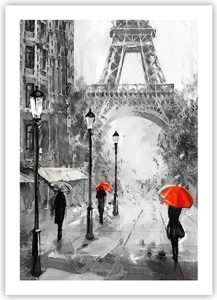 Poster - Poster ohne Rahmen - Paris Stadt Zuhause - 50x70 cm - Wand Bild - Wanddeko - Wandbilder - Kunstposter - Wandposter - Bilder - Kunstdruck -...