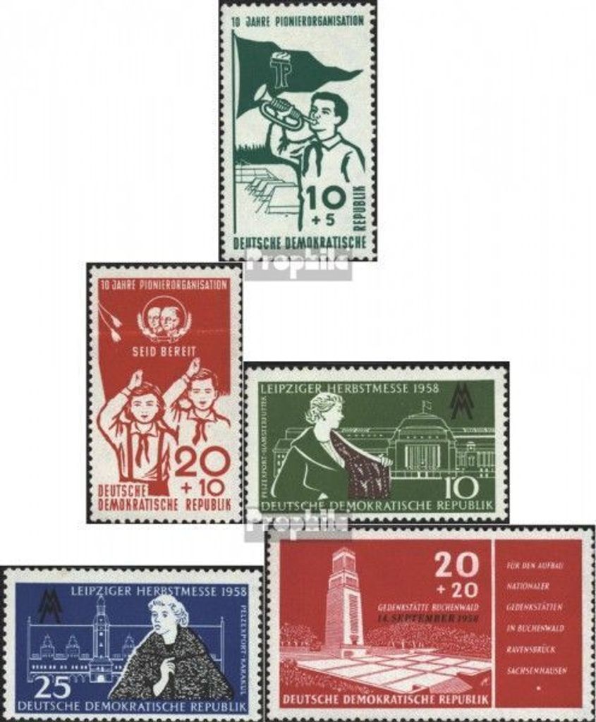 Briefmarken DDR 1958 Mi 645-646,649-650,651 (kompl.Ausgaben) gestempelt 10 Jahre Pionierorga Ernst Thälmann
