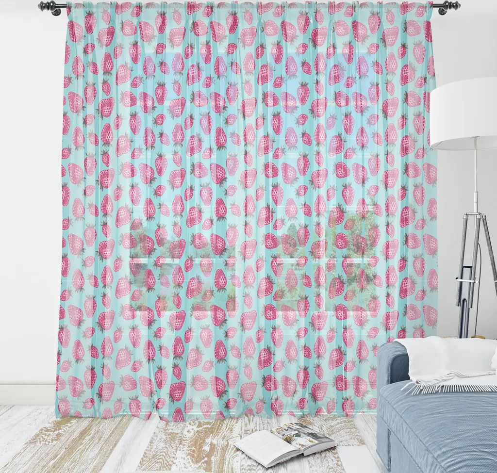 Tapis mural moderne en satin soyeux motif abstrait fraise 210x274cm