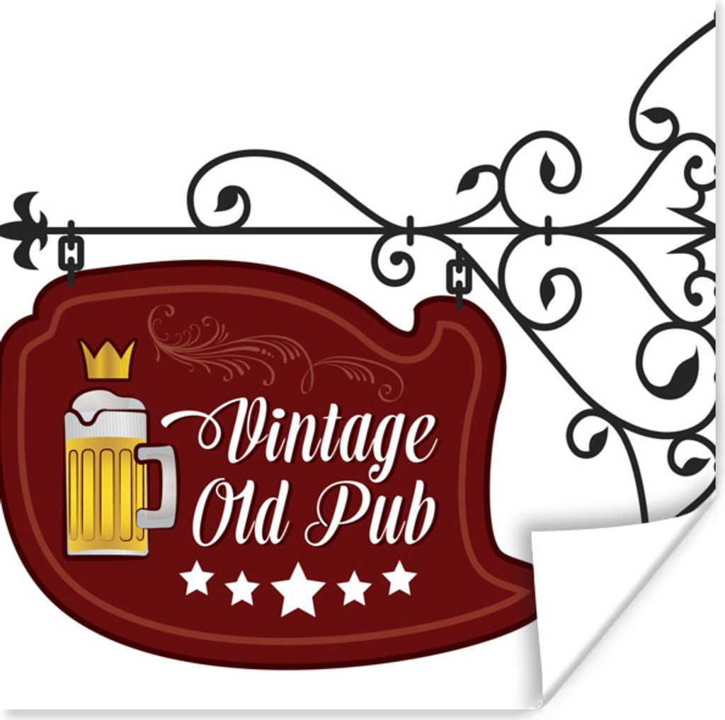 MuchoWow Poster Eine Illustration eines antiken Barschilds 50x50 cm - Wohnzimmerdekoration