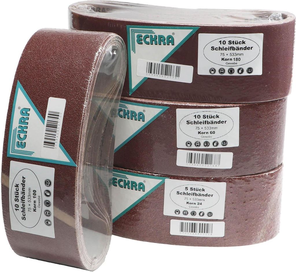 Eckra Schleifband MIX 75x533 mm 35 Schleifbänder Korn 24-60-100-180 Sortiment
