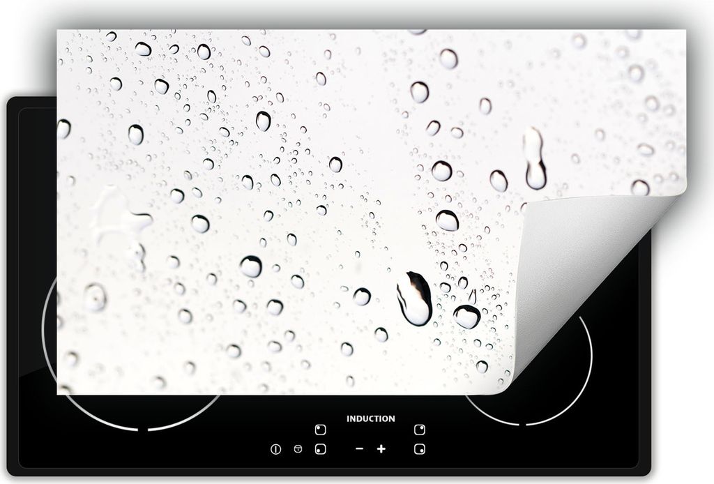 DarHaus Herdabdeckplatte 90x52 cm Anti Rutsch Matte Aufrollbar, weiß - Tropfen