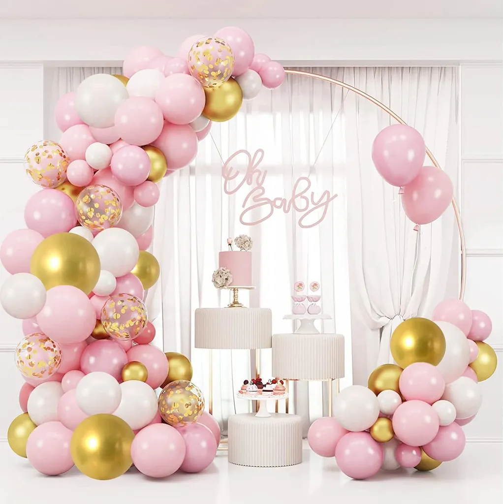 Kit Baby Shower party fille : Guirlande de ballons rose gold 128 unités
