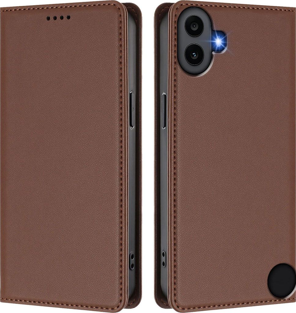 Handyhülle für Nothing CMF Phone 1, Kunstleder Klapphülle Stoßfeste Magnetische Hülle mit Ständer Braun