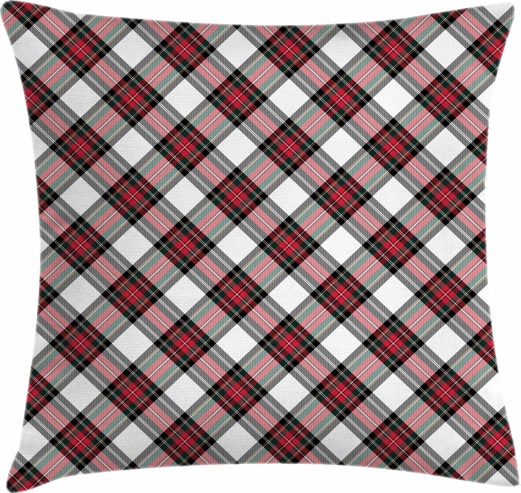 ABAKUHAUS Schottenkaro Kissenbezug, Traditionelles Plaid mit diagonalen Linien und Rhomben Scottish Culture Inspirations, 50 x 50 cm, Mehrfarbig