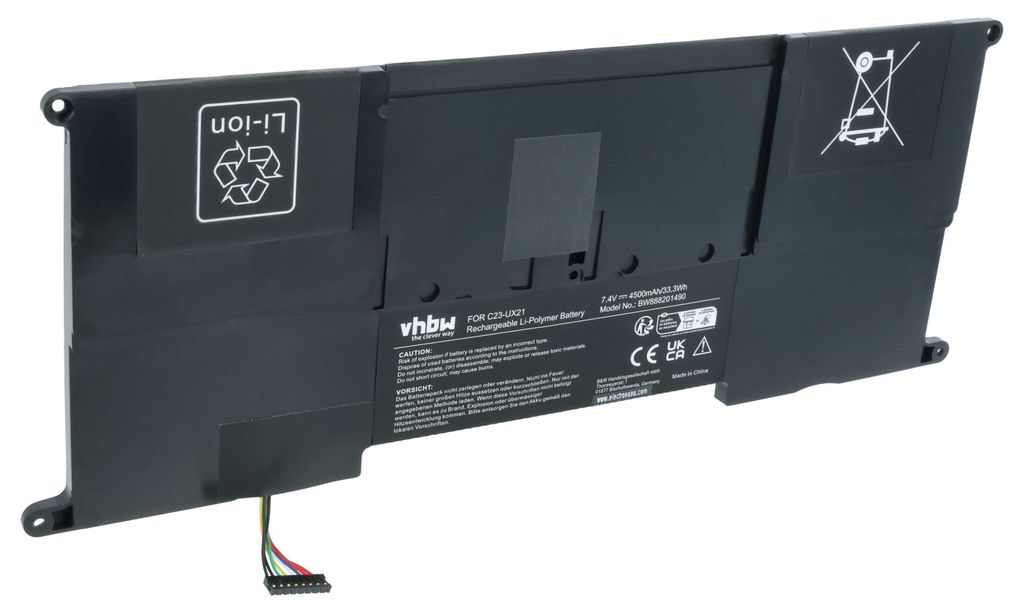 vhbw Akku kompatibel mit Asus ZenBook UX21E-KX016V, UX21E-KX014V, UX21E-KX128, UX21E-KX020D, UX21E-SH52, UX21L Notebook (4500 mAh, 7,4 V, Li-Polymer)