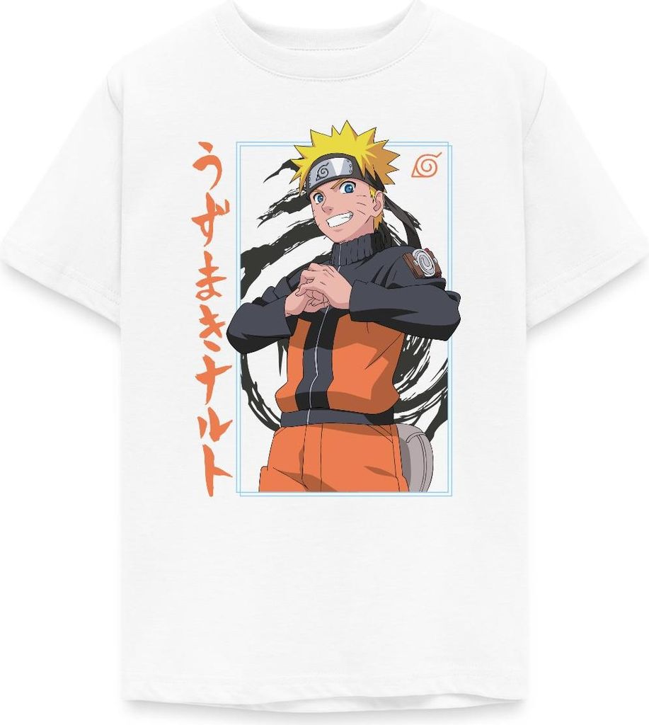 Spreadshirt Naruto Shippuden Design Mit Schriftzeichen Teenager T-Shirt, 134/146 (9-11 Jahre), Weiß