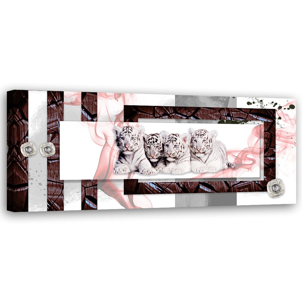 Leinwandbild Abstrakt mit Tigern 120x40 Feeby Rosa bild für die wand bereit zum aufhängen