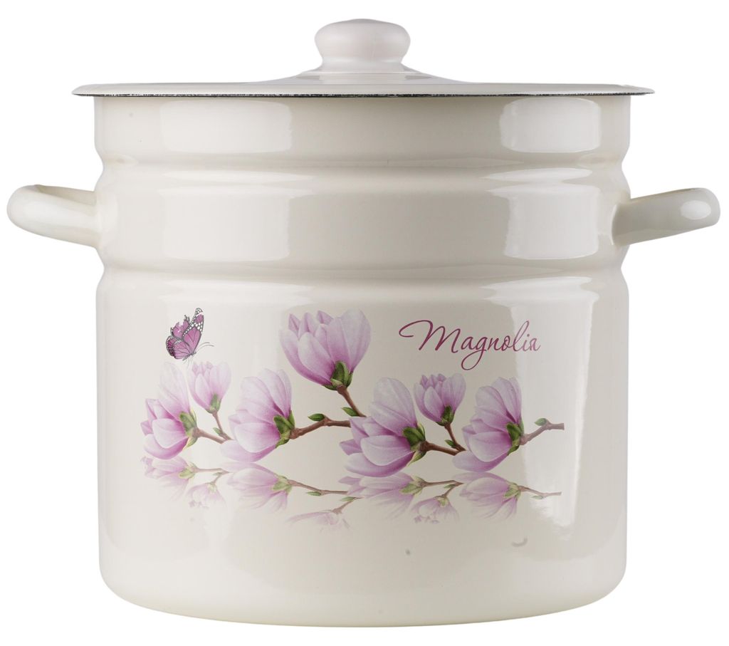 EMALIA RYBNIK smaltovaný hrniec s pokrievkou MAGNOLIA Obrázok produktu 