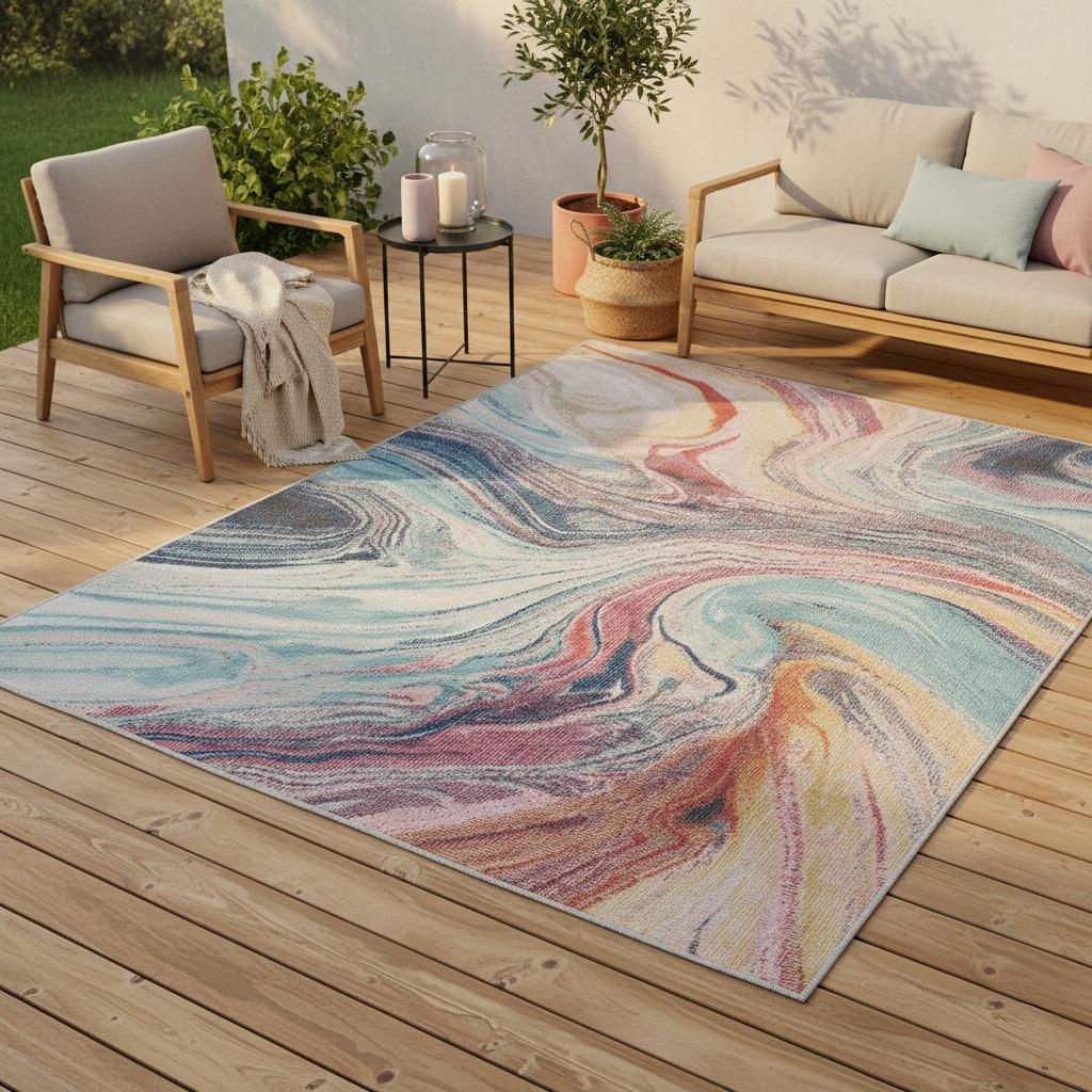 Indoor Outdoor Teppich Lagos Vintage Bunt Verlauf, Größe:120x170 cm