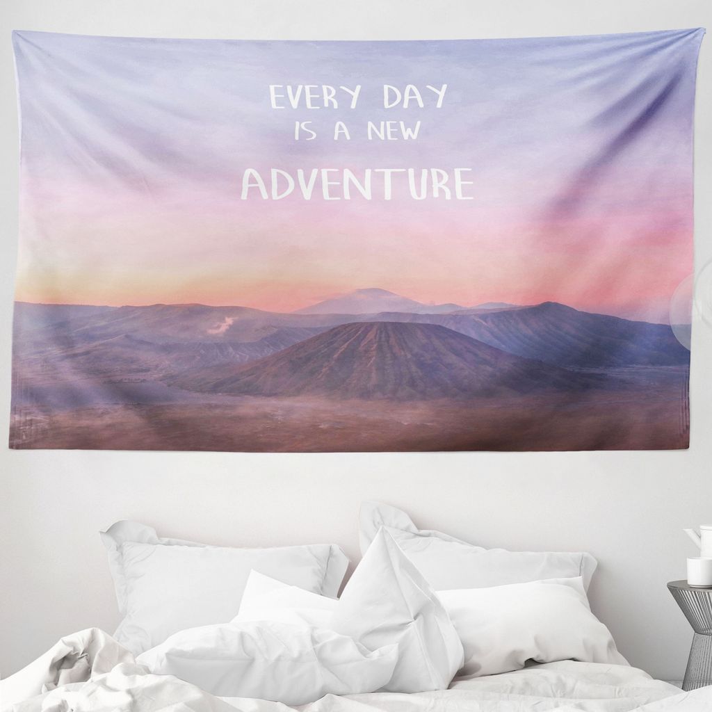 ABAKUHAUS Abenteuer Wandteppich, Indonesien Scenic Land aus Weiches Mikrofaser Stoff Waschbar ohne Verblassen Digitaldruck, 230 x 140 cm, Pale Pink...
