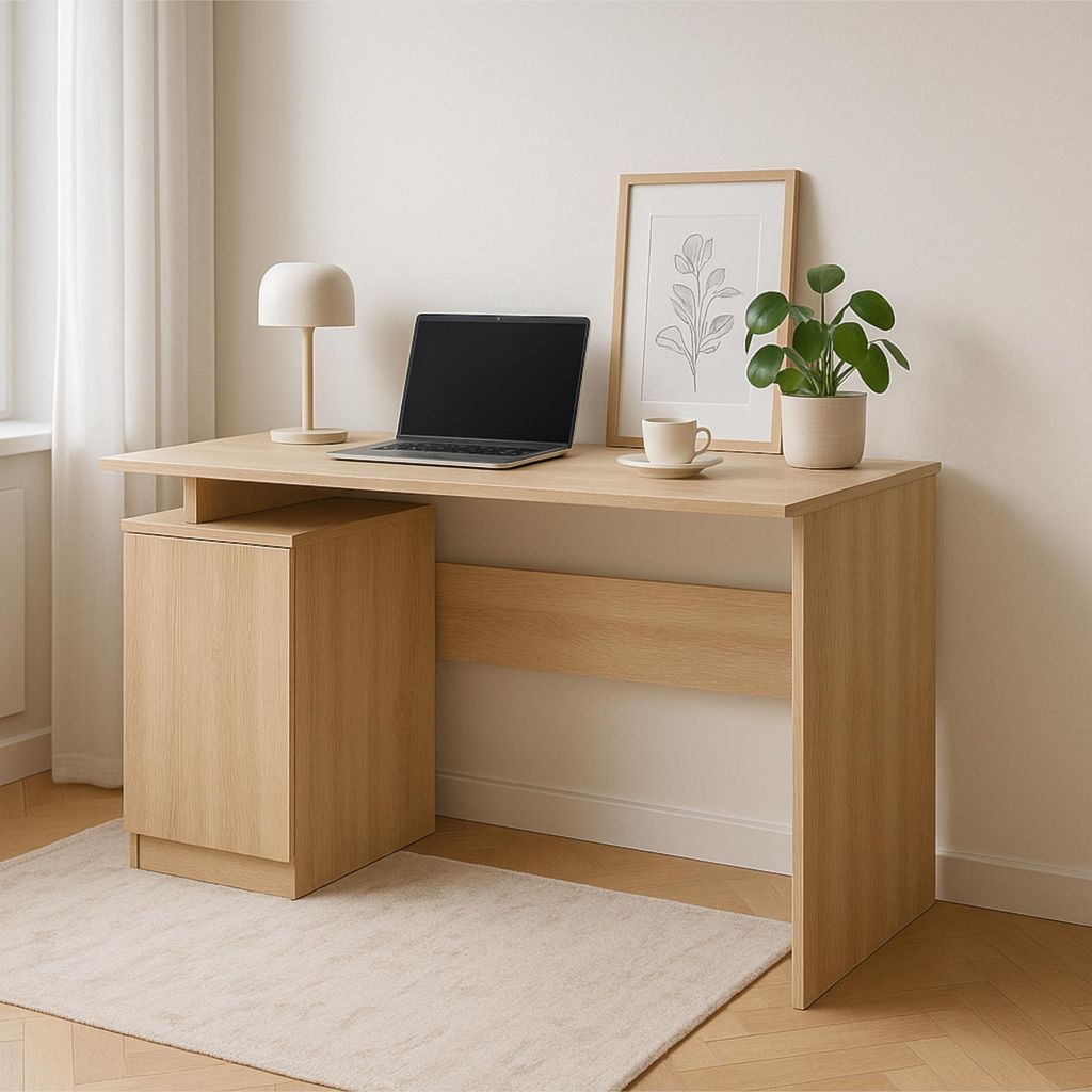 Schreibtisch SOLA - Geräumig - Verschließbar - Eiche Sonoma - Breite 120 cm, Höhe 73 cm, Tiefe 59 cm