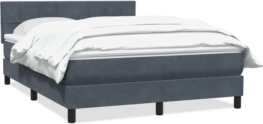 vidaXL Boxspringbett mit Matratze Dunkelgrau 140x220 cm Samt