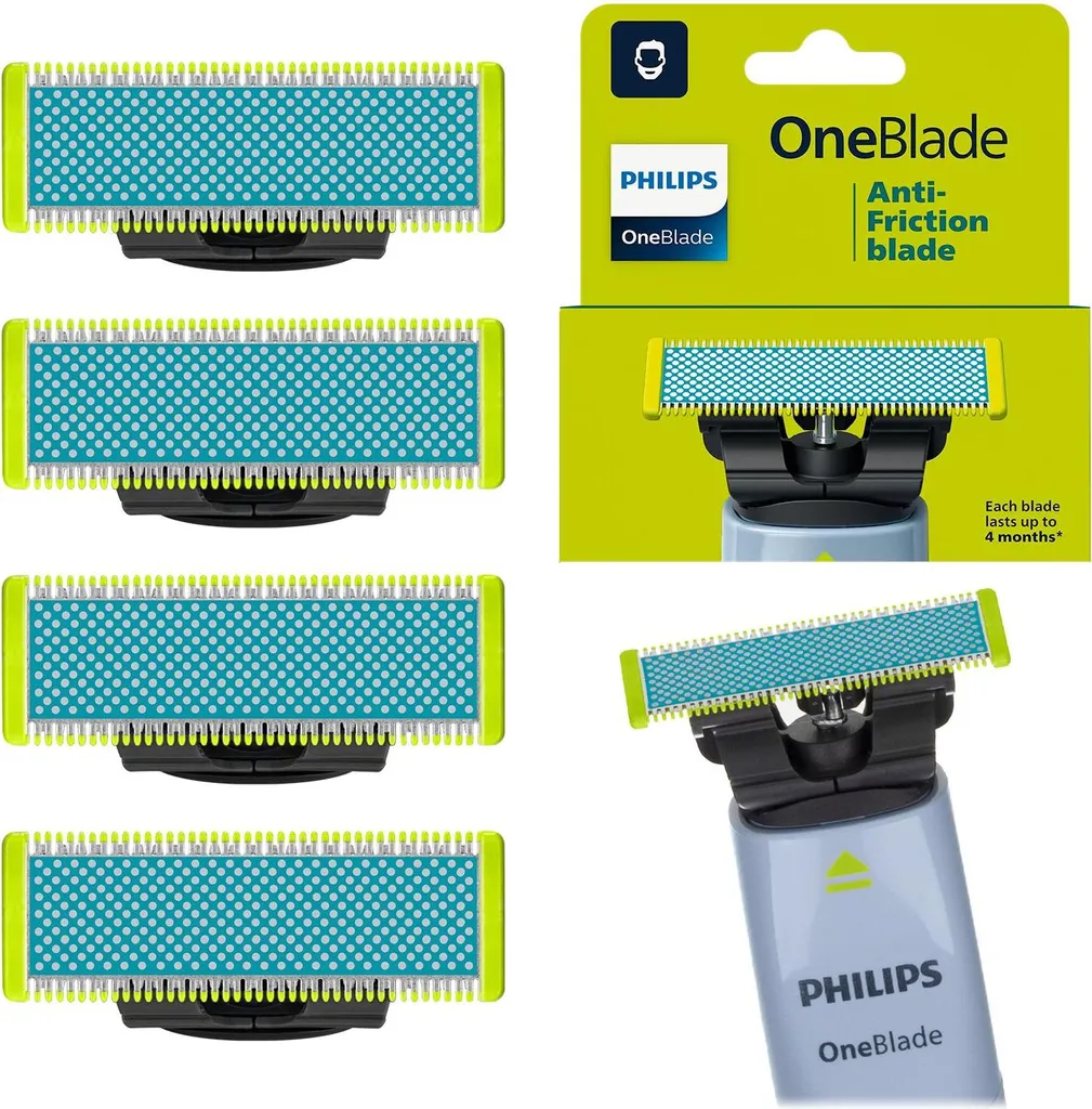Recharges Lames de Rasoir Philips OneBlade QP225/50 - Lot de 4 Unités