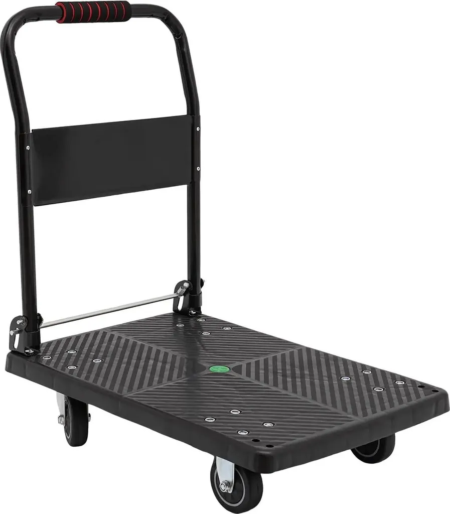 Chariot plateforme silencieux 150 kg - Plateau 48x72 cm pliable noir