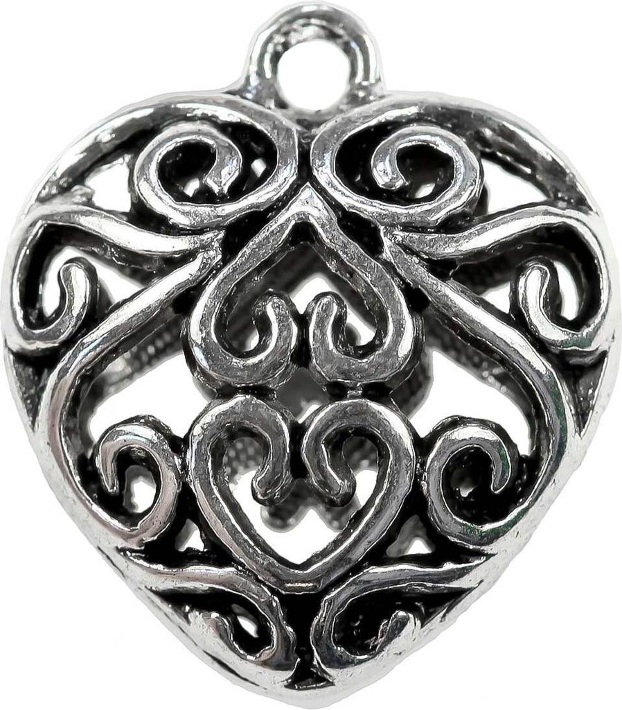 5 Anhänger Symbol Motiv Herz 27 x 24 x 12 mm, antiksilber