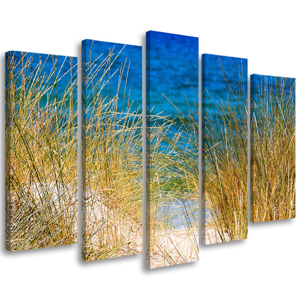 5-teiliges leinwandbild meerbaum strand 150x100 cm Feeby farbe wandbild bereit zum aufhängen
