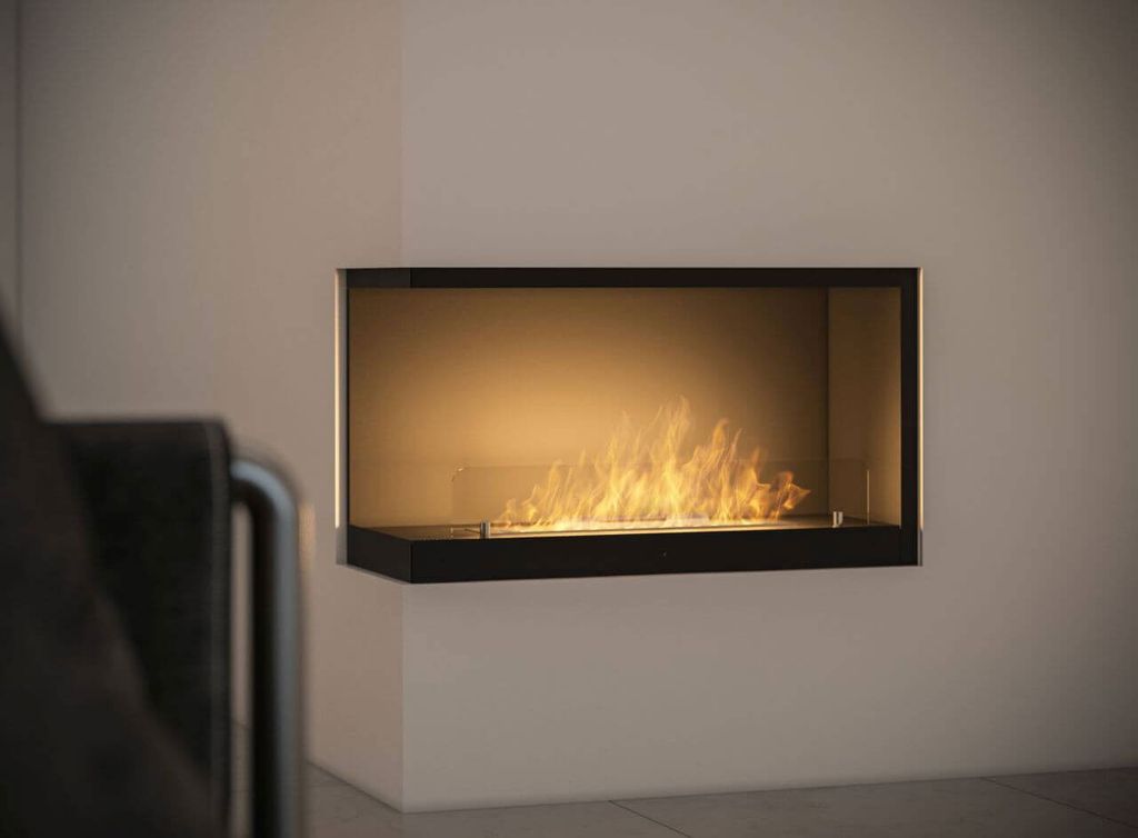 InFire Inside L800 Ethanolkamin linksoffen Schwarz ohne Blendrahmen