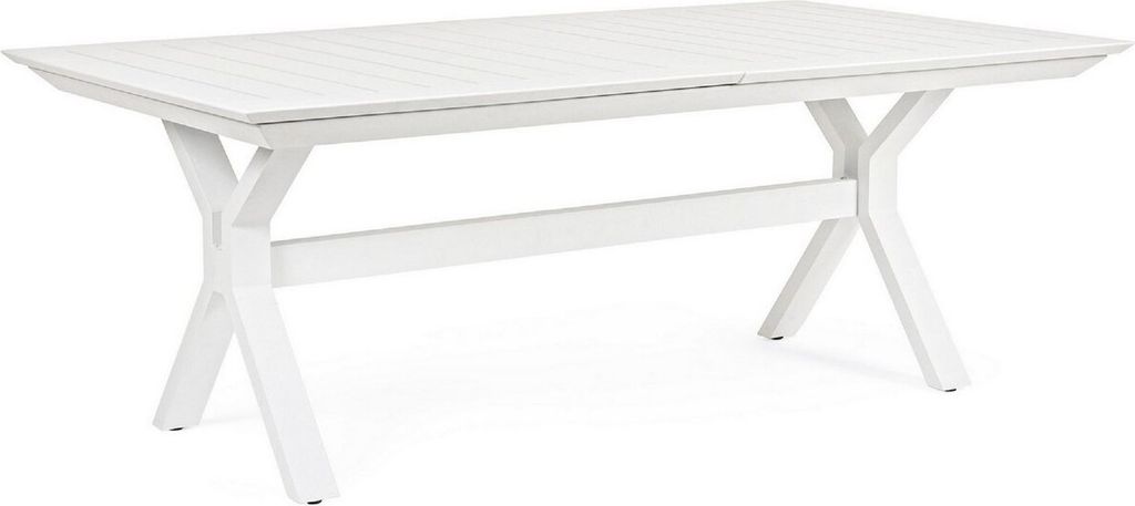 Casa Padrino Luxus Gartentisch Weiß 200-300 x 110 x H. 76 cm - Ausziehbarer Esstisch aus pulverbeschichtetem Aluminium - Luxus Garten & Terrassen ...