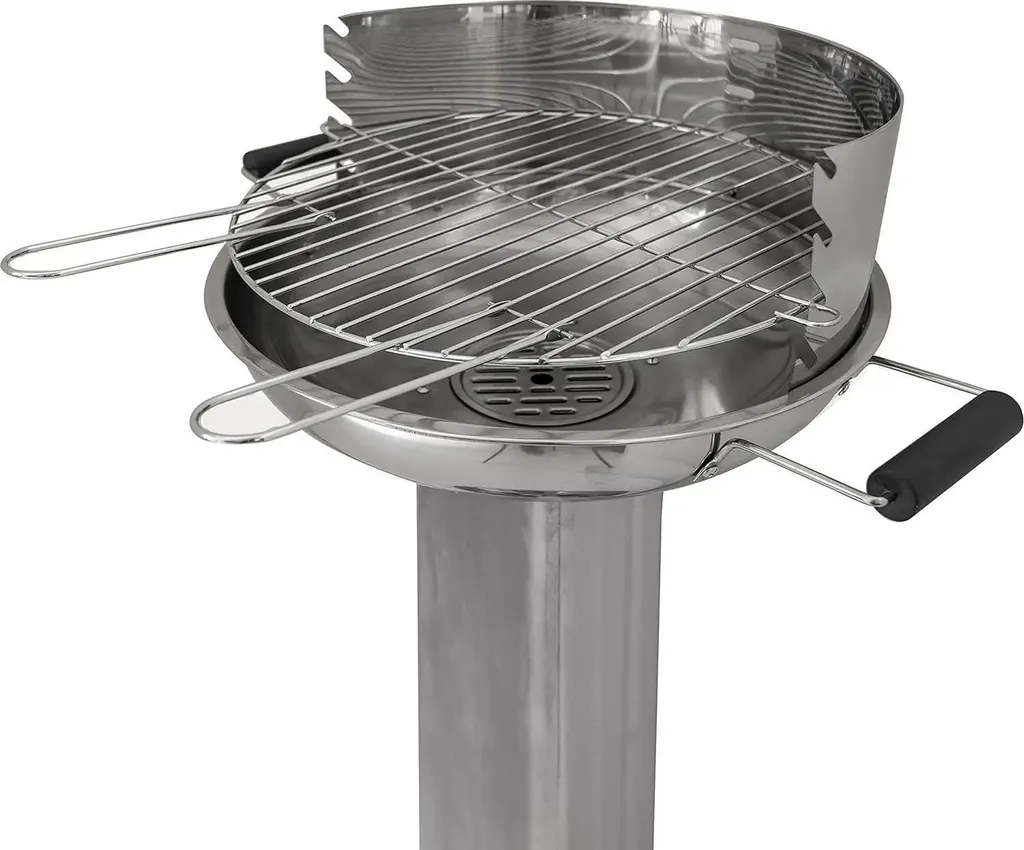 Barbecue au charbon en acier inoxydable avec grille chromée réglable bleu