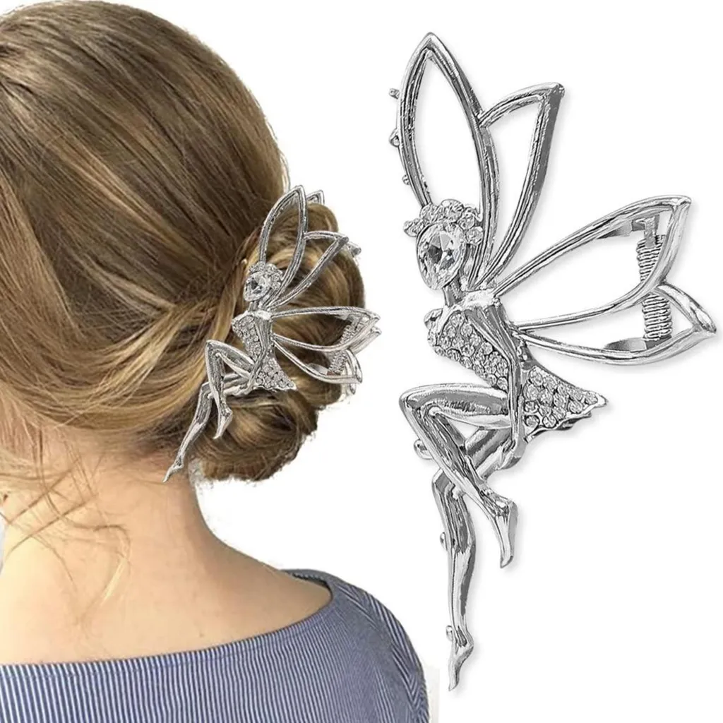 Pince à cheveux elfique en métal strass pour femme barrette élégante
